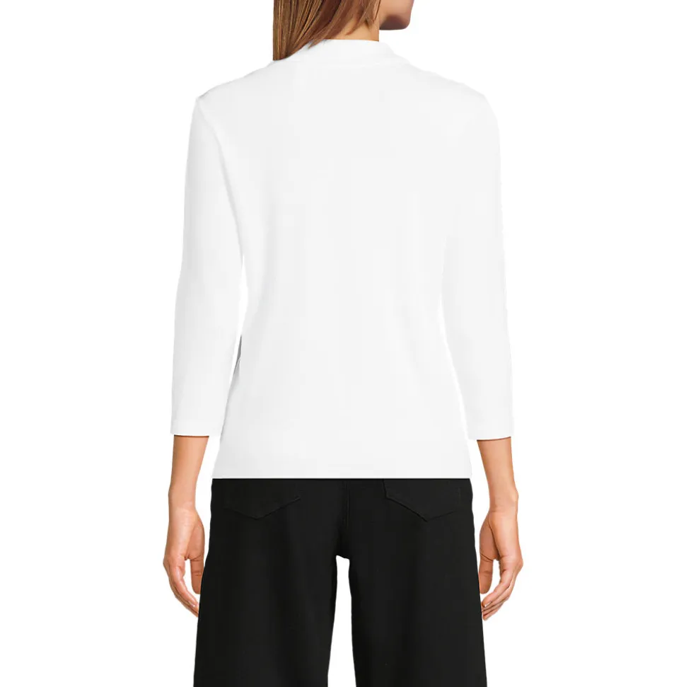 Supima Poloshirt mit 3/4-Ärmeln für Damen