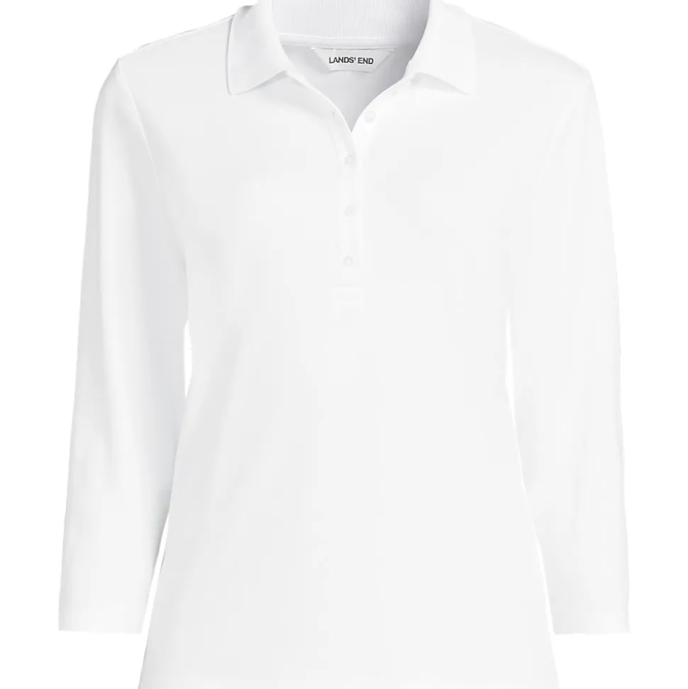 Supima Poloshirt mit 3/4-Ärmeln für Damen
