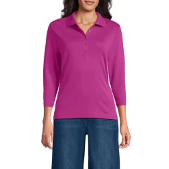 Supima Poloshirt mit 3/4-Ärmeln für Damen