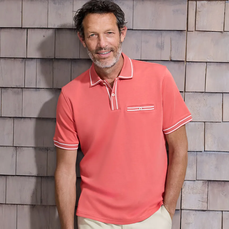 Supima-Poloshirt mit Streifendetails für Herren