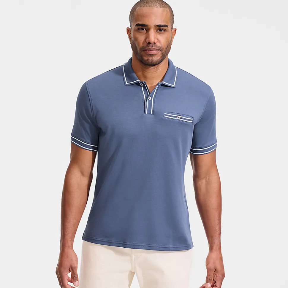 Supima-Poloshirt mit Streifendetails für Herren