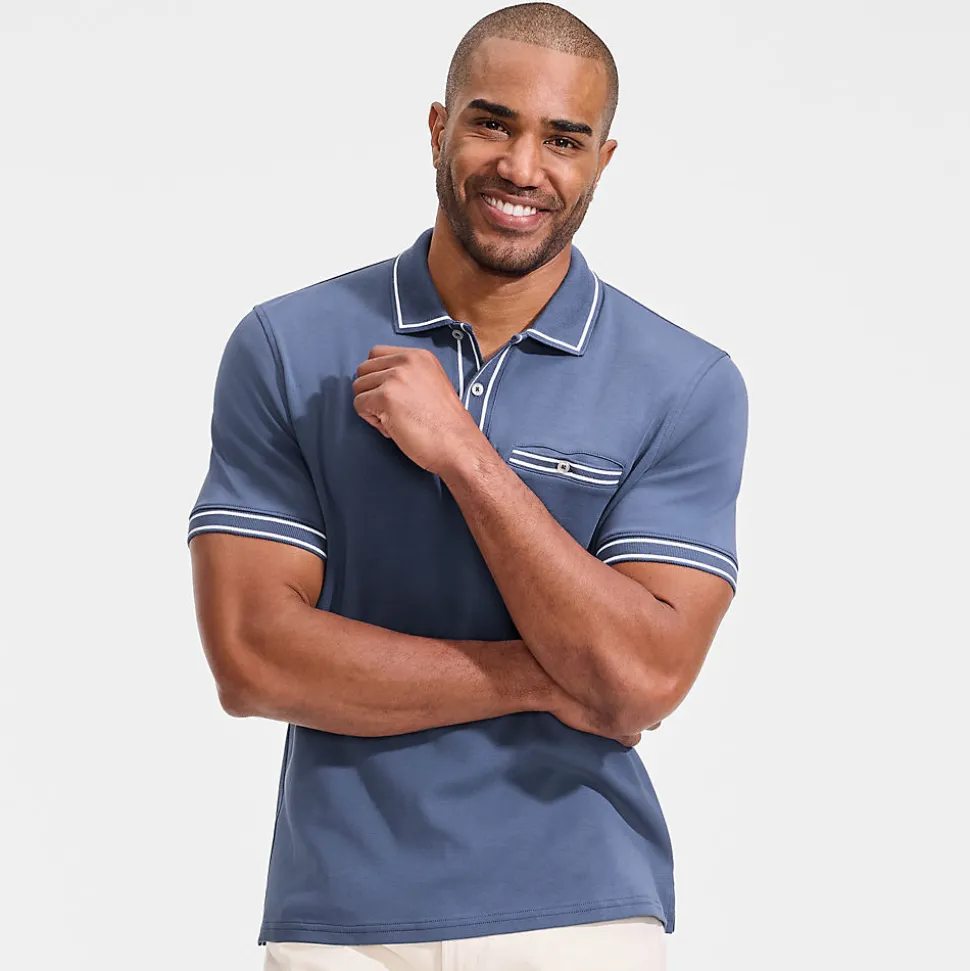 Supima-Poloshirt mit Streifendetails für Herren
