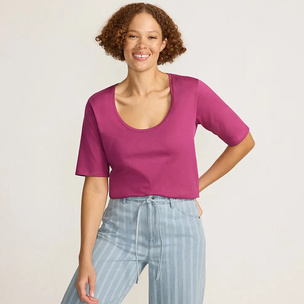 Supima Rundhalsshirt für Damen
