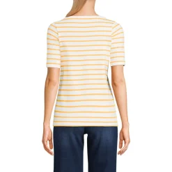 Supima-Shirt aus Baumwolle mit U-Boot-Ausschnitt für Damen