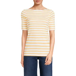 Supima-Shirt aus Baumwolle mit U-Boot-Ausschnitt für Damen