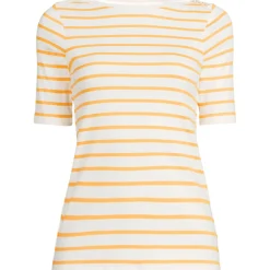 Supima-Shirt aus Baumwolle mit U-Boot-Ausschnitt für Damen