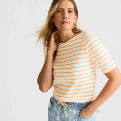 Supima-Shirt aus Baumwolle mit U-Boot-Ausschnitt für Damen