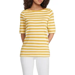 Supima-Shirt aus Baumwolle mit U-Boot-Ausschnitt für Damen