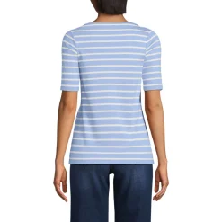 Supima-Shirt aus Baumwolle mit U-Boot-Ausschnitt für Damen