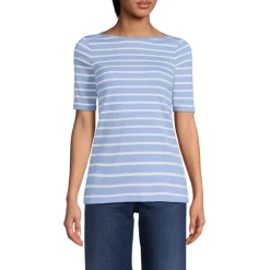 Supima-Shirt aus Baumwolle mit U-Boot-Ausschnitt für Damen