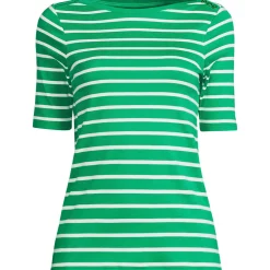 Supima-Shirt aus Baumwolle mit U-Boot-Ausschnitt für Damen