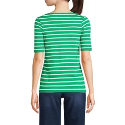 Supima-Shirt aus Baumwolle mit U-Boot-Ausschnitt für Damen