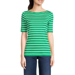 Supima-Shirt aus Baumwolle mit U-Boot-Ausschnitt für Damen