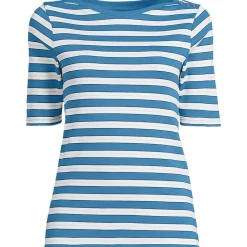 Supima-Shirt aus Baumwolle mit U-Boot-Ausschnitt für Damen