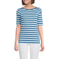 Supima-Shirt aus Baumwolle mit U-Boot-Ausschnitt für Damen