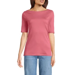 Supima-Shirt aus Baumwolle mit U-Boot-Ausschnitt für Damen