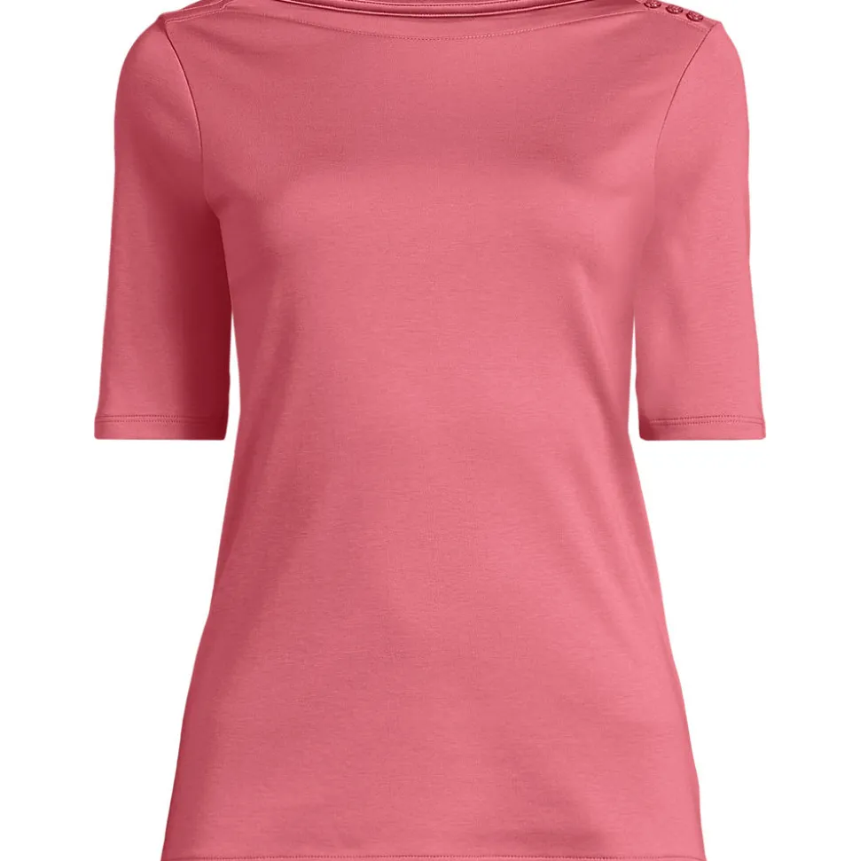 Supima-Shirt aus Baumwolle mit U-Boot-Ausschnitt für Damen