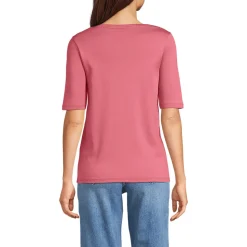 Supima-Shirt aus Baumwolle mit U-Boot-Ausschnitt für Damen