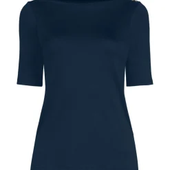 Supima-Shirt aus Baumwolle mit U-Boot-Ausschnitt für Damen