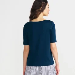 Supima-Shirt aus Baumwolle mit U-Boot-Ausschnitt für Damen
