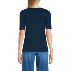 Supima-Shirt aus Baumwolle mit U-Boot-Ausschnitt für Damen