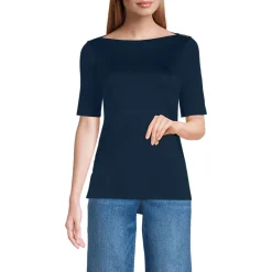 Supima-Shirt aus Baumwolle mit U-Boot-Ausschnitt für Damen