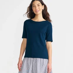 Supima-Shirt aus Baumwolle mit U-Boot-Ausschnitt für Damen