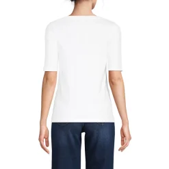 Supima-Shirt aus Baumwolle mit U-Boot-Ausschnitt für Damen