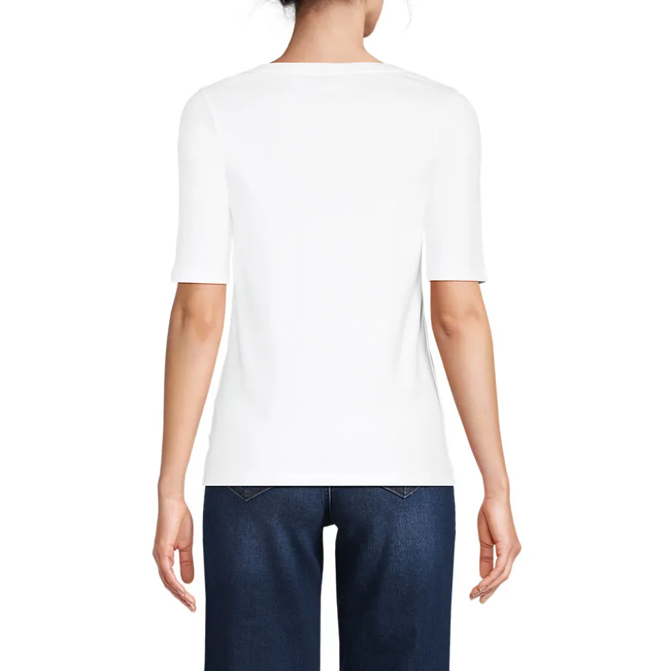 Supima-Shirt aus Baumwolle mit U-Boot-Ausschnitt für Damen