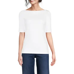 Supima-Shirt aus Baumwolle mit U-Boot-Ausschnitt für Damen