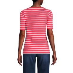 Supima-Shirt aus Baumwolle mit U-Boot-Ausschnitt für Damen