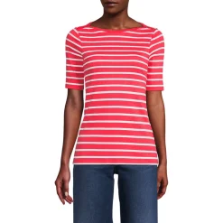 Supima-Shirt aus Baumwolle mit U-Boot-Ausschnitt für Damen