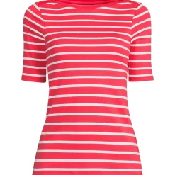 Supima-Shirt aus Baumwolle mit U-Boot-Ausschnitt für Damen