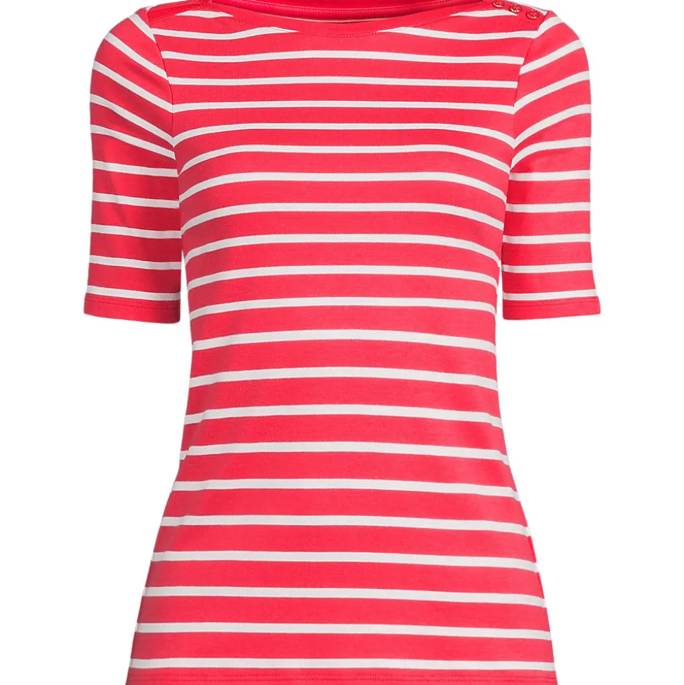 Supima-Shirt aus Baumwolle mit U-Boot-Ausschnitt für Damen