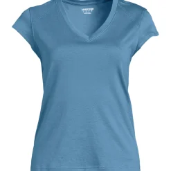Supima-Shirt mit V-Ausschnitt und Kappärmeln für Damen