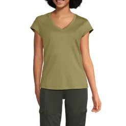 Supima-Shirt mit V-Ausschnitt und Kappärmeln für Damen