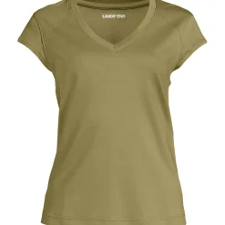 Supima-Shirt mit V-Ausschnitt und Kappärmeln für Damen