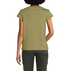 Supima-Shirt mit V-Ausschnitt und Kappärmeln für Damen