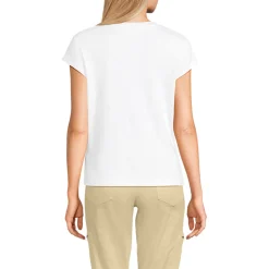 Supima-Shirt mit V-Ausschnitt und Kappärmeln für Damen