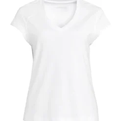 Supima-Shirt mit V-Ausschnitt und Kappärmeln für Damen