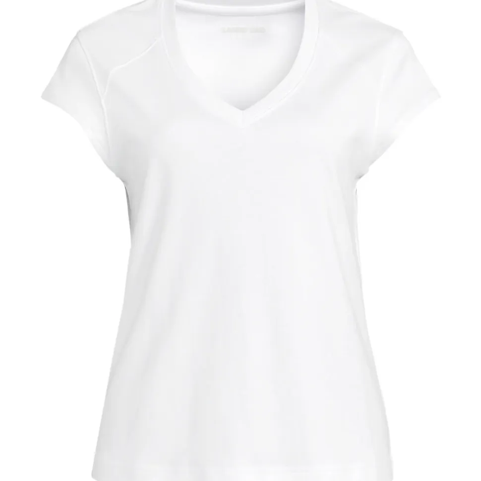 Supima-Shirt mit V-Ausschnitt und Kappärmeln für Damen