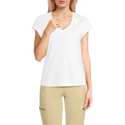 Supima-Shirt mit V-Ausschnitt und Kappärmeln für Damen