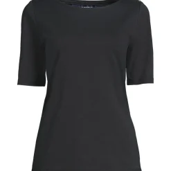 Supima T-Shirt mit U-Boot-Ausschnitt und geknöpfter Schulter für Damen