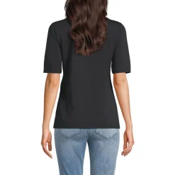 Supima T-Shirt mit U-Boot-Ausschnitt und geknöpfter Schulter für Damen