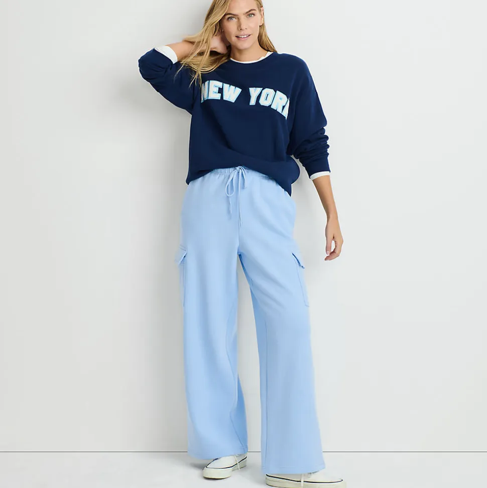 Sweat-Cargohose mit weitem Bein SERIOUS SWEATS für Damen