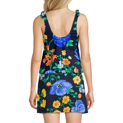Tankini-Top mit geknoteten Trägern und Flattersaum für Damen mit D-Cups