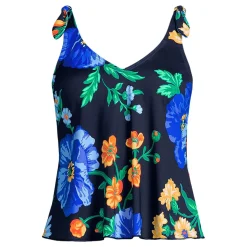 Tankini-Top mit geknoteten Trägern und Flattersaum für Damen mit D-Cups