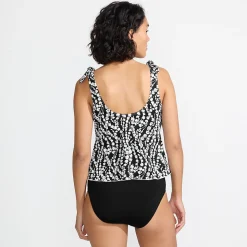 Tankini-Top mit geknoteten Trägern und Flattersaum für Damen mit D-Cups