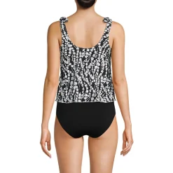 Tankini-Top mit geknoteten Trägern und Flattersaum für Damen mit D-Cups
