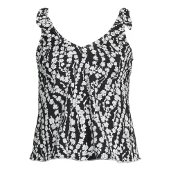 Tankini-Top mit geknoteten Trägern und Flattersaum für Damen mit D-Cups